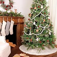 Vista 5 de Falda de árbol de Navidad de 48 pulgadas: falda de árbol de punto trenzado para árbol de 7.5 pies, falda de árbol blanco crema, faldas de árbol