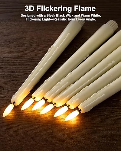 Miniatura 3 de Stmarry Velas LED sin llama de cera real marfil con control remoto y temporizador, velas sin llama de 9.65 pulgadas, velas de ventana sin goteo con
