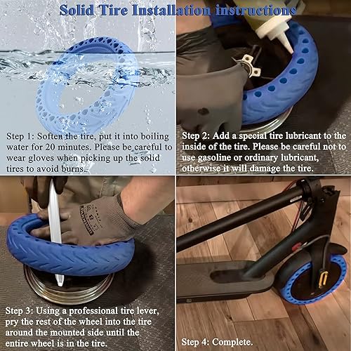 Miniatura 7 de Scooter Solid Tire, Amitor Solid Tires for 8.5 inch Electric Scooter Replacement Wheels (2 Pcs) - Blue