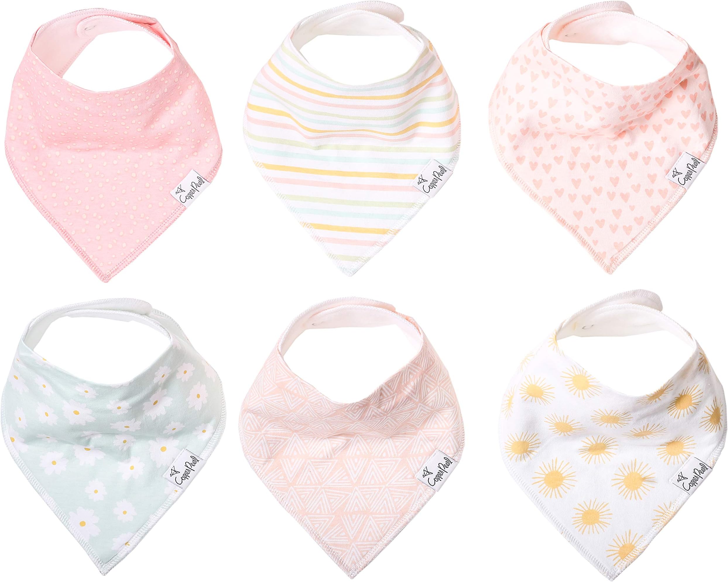 Copper Pearl Baby Bandana Bibs 6 Pack Soft Cotton Baby
