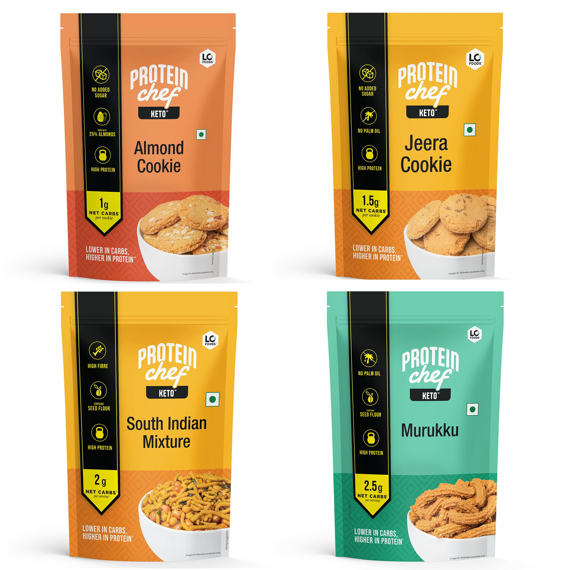 Lo! Foods - Keto Snacks Combo | Pack of 6 Delicious Keto Namkeen & Keto Cookies for Keto Diet | Superfood Low Carb Snack | Diet Snacks Food | Sugarfree Cookies - (100g x Pack of 6)-image-25