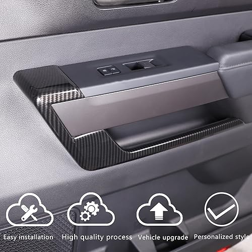 Miniatura 2 de Cubierta de Panel de Puerta Interior de Automóvil Compatible con Toyot Tundra 2022 2023 2024, Cubierta de Panel de Manija de Puerta Interior de ABS