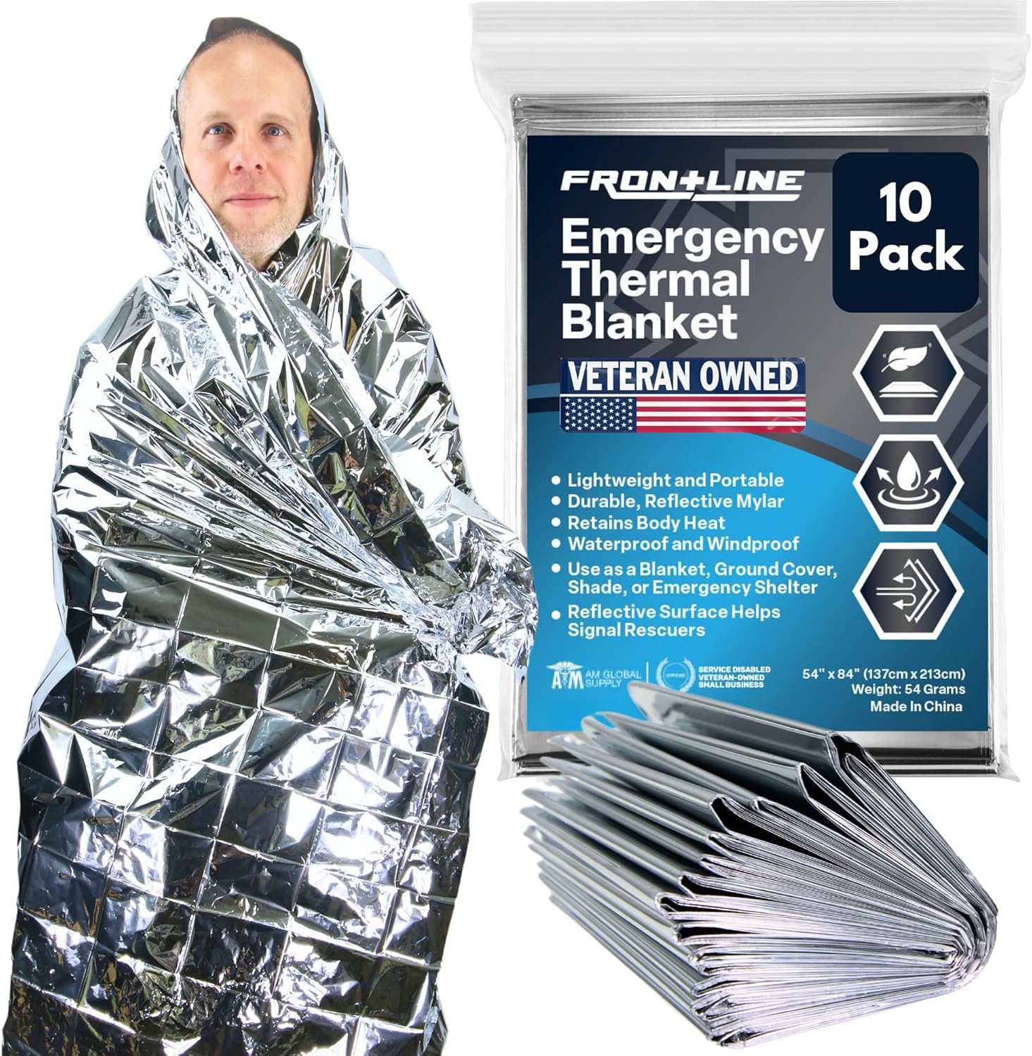 Emergency Thermal Blankets 54″ x 84″ Mylar Survival Gear (Pack of 10) Emergency Thermal Blankets 54″ x 84″ Mylar Survival Gear (Pack of 10)