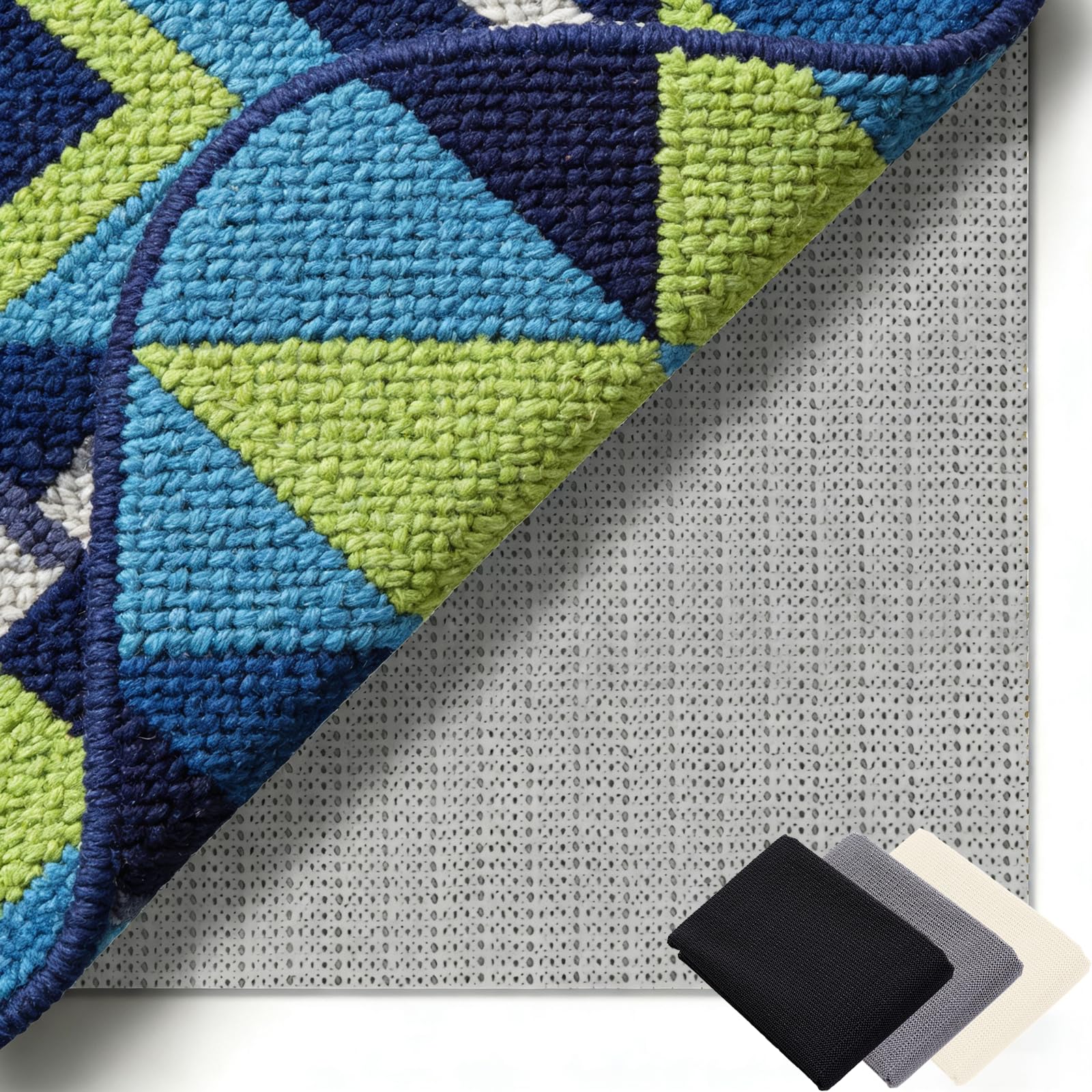 Antiscivolo Tappeto 190 x 200 cm Riutilizzabile, Inodore, Tagliabile, Lavabile e Personalizzabile Nelle Dimensioni, Sottotappeto Antiscivolo per Tappeti Perr Moquette, grigio marrone