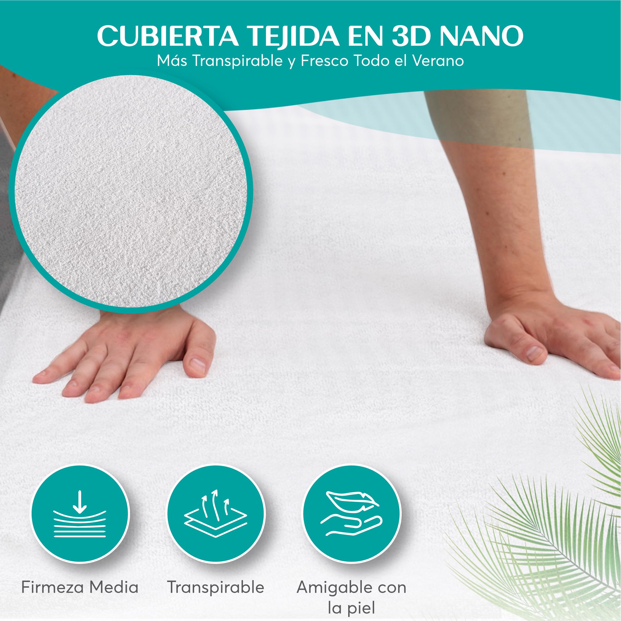 FOCARIS Home Protector de colchón Impermeable y Ajustable Funda Cubre colchon Cama 180x200 cm Grosor 30cm antibacterias/antiácaros Protector 180 colchón 180x200 Packaging presentación Regalo