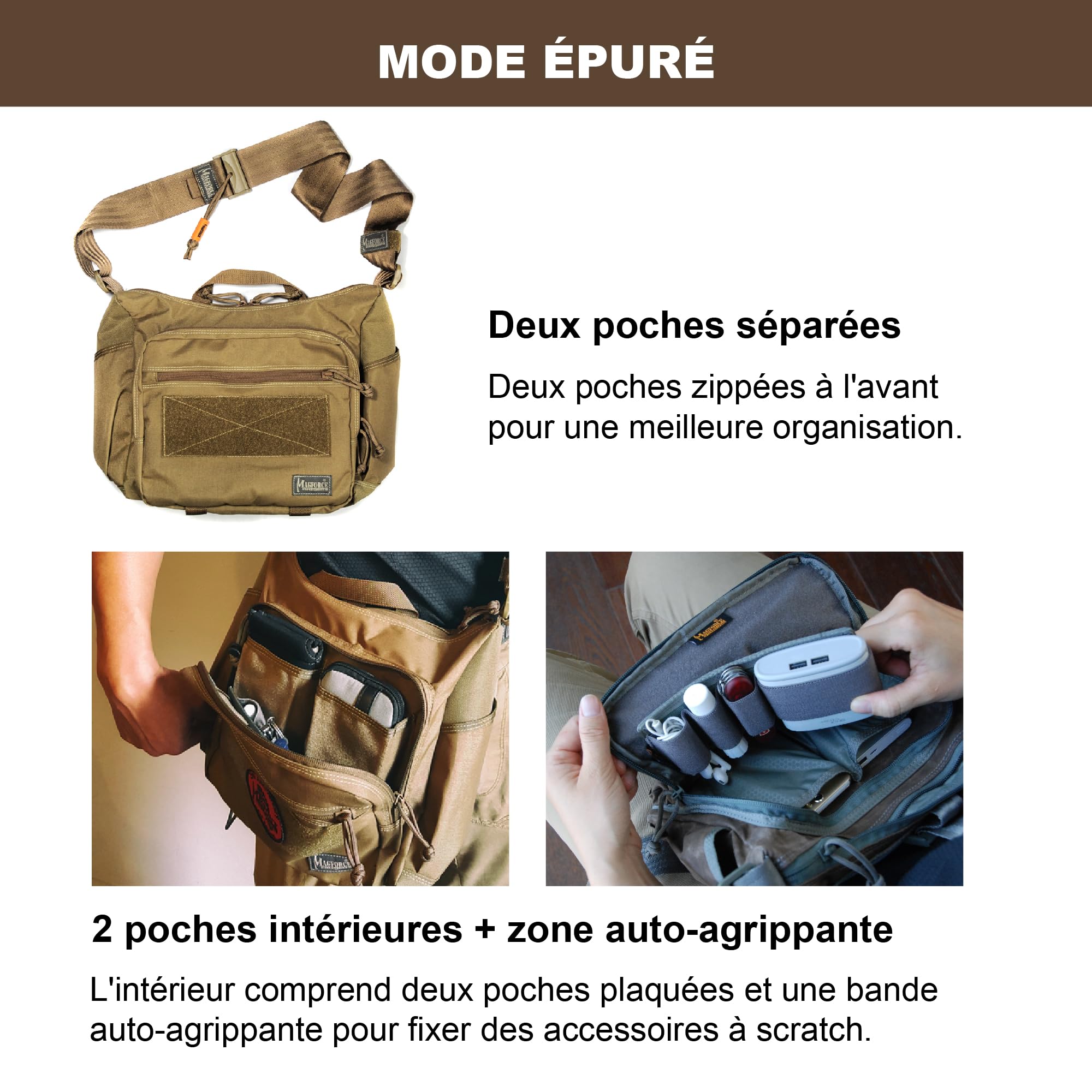 Magforce Sac Banane Tactique City Traveler pour Homme – Voyage et randonnée, léger, Grande capacité, Multiples Poches, Pochette Multifonction en Nylon avec Fermeture éclair, Noir Mat, Taille M – 500D