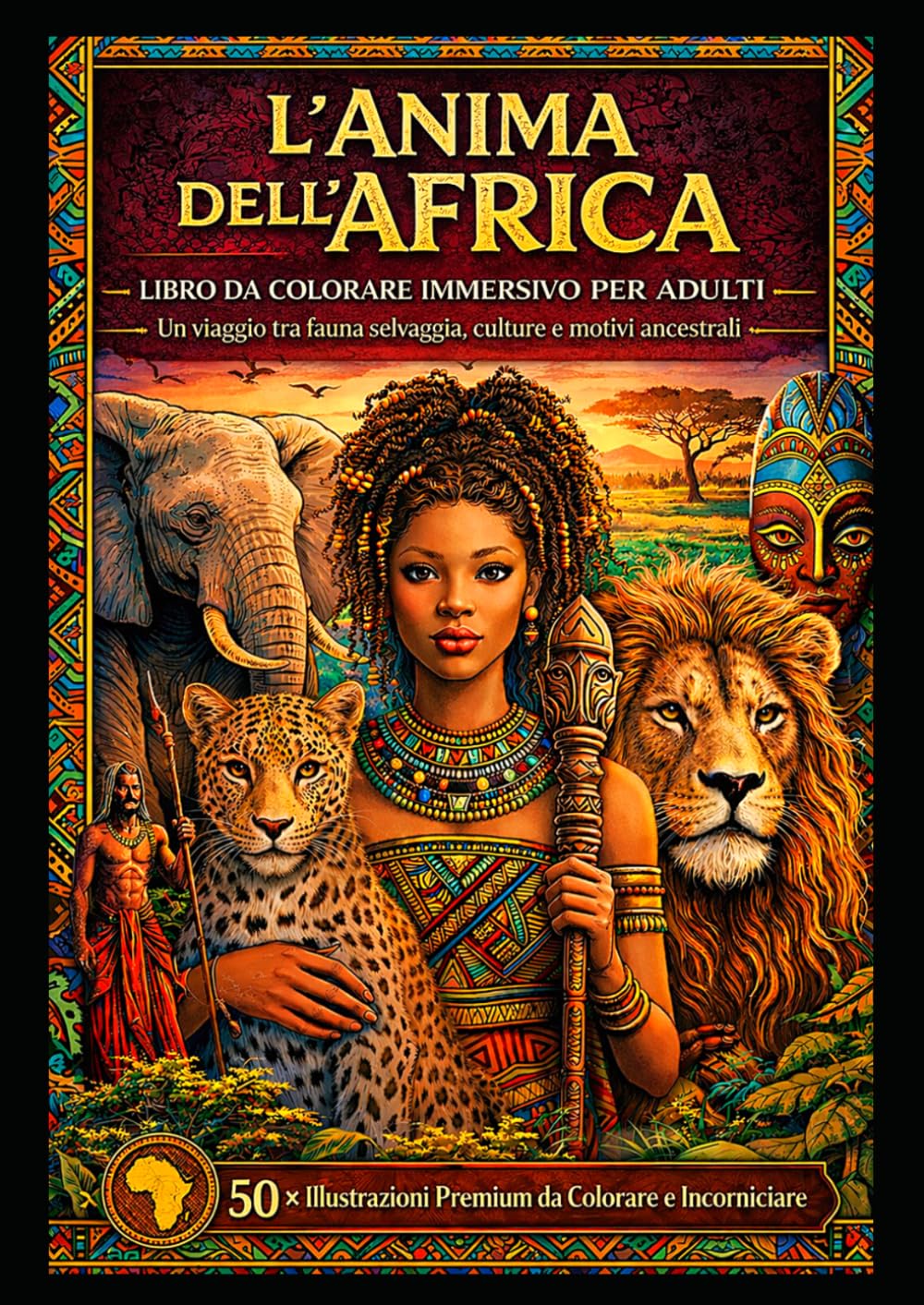 L’ANIMA DELL’AFRICA: LIBRO DA COLORARE IMMERSIVO PER ADULTI - rilassante, creativo e decorativo - Un viaggio tra fauna selvaggia, culture e motivi ... Premium da Colorare e Incorniciare -