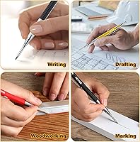 Vista 5 de Enhon Juego de 3 lápices de carpintero mecánico de 0.079 pulgadas con 36 recambios de marcadores y sacapuntas, herramienta de marcado de carpintería