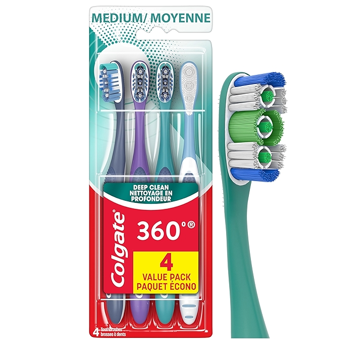 高露洁360成人牙刷深层清洁4合1抗菌多高牙刷