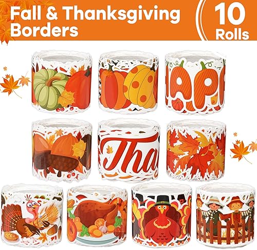 Miniatura 2 de Tablero de anuncios festoneado de calabaza de Acción de Gracias de 262 pies para decoración de aula, otoño, bordes de aula, decoración de tablón de