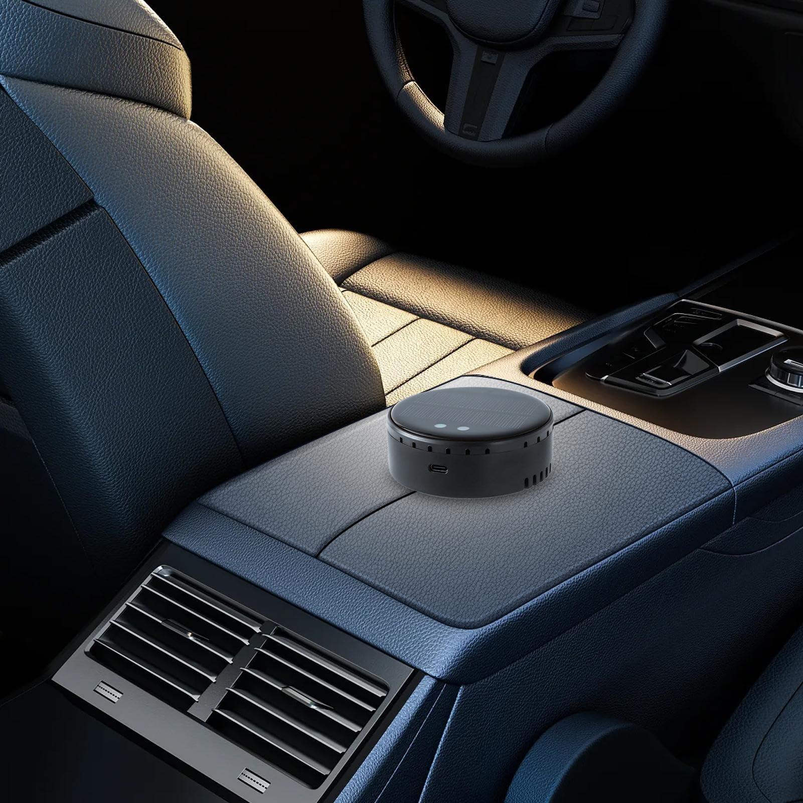 Car Air Purifier Odor Eliminator, Solar Portable HEPA Air Freshener, kompaktowy design, kabel USB, do pojazdów, sypialni, toalety, małego domu deodorizing 3,43 x 3,66 x 1,42 cala
