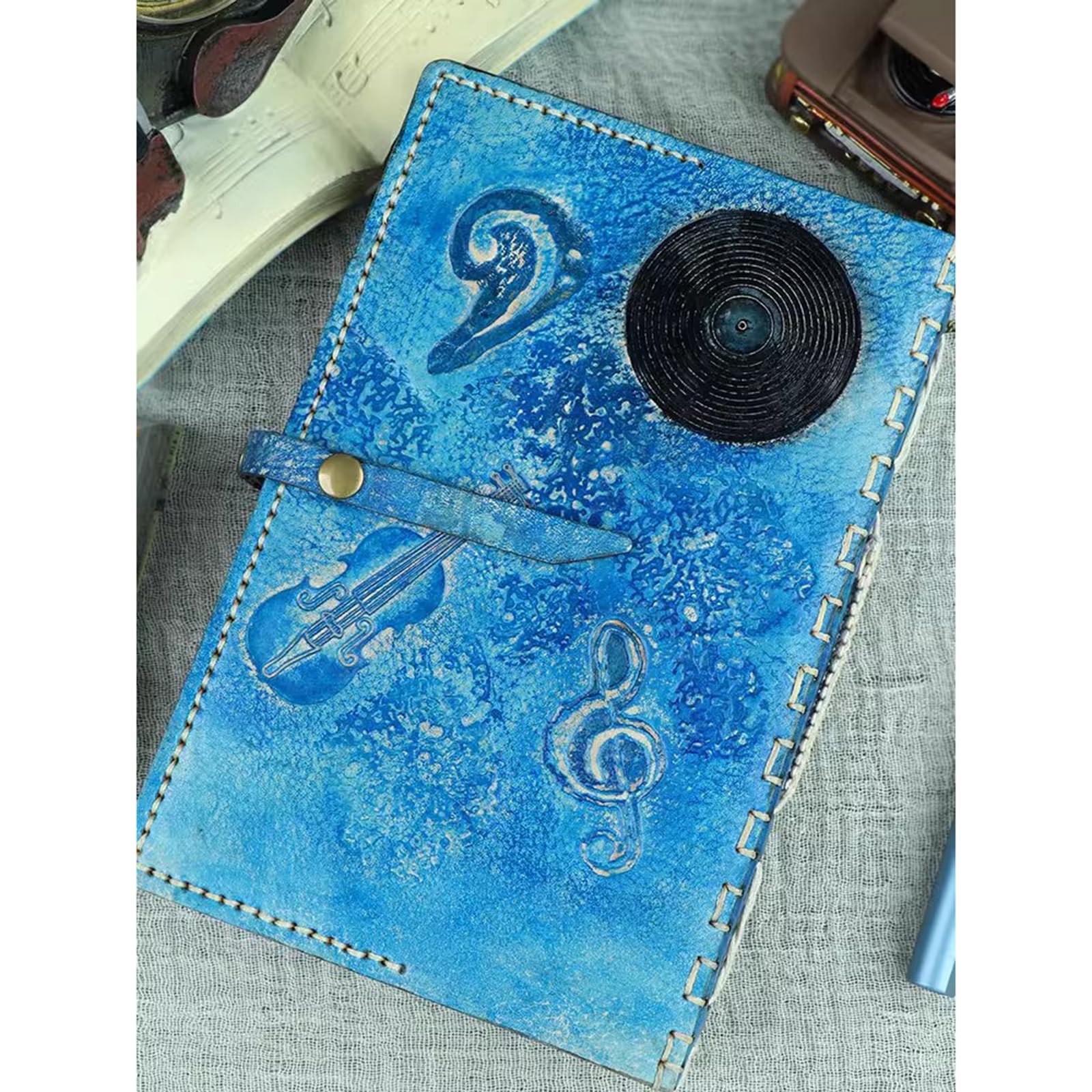 BmxauZ Diario rilegato in pelle A6, quaderno classico per schizzi per entrambi i sessi, blu, 80 fogli/160 pagine, ideale per scrivere, disegnare, schizzi e appunti di viaggio