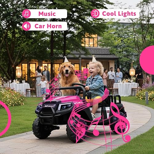 Miniatura 7 de Coche eléctrico para niños, juguetes de 24 V y 4 plazas con control remoto para padres, suspensión de 4 ruedas, capacidad máxima de peso de 220