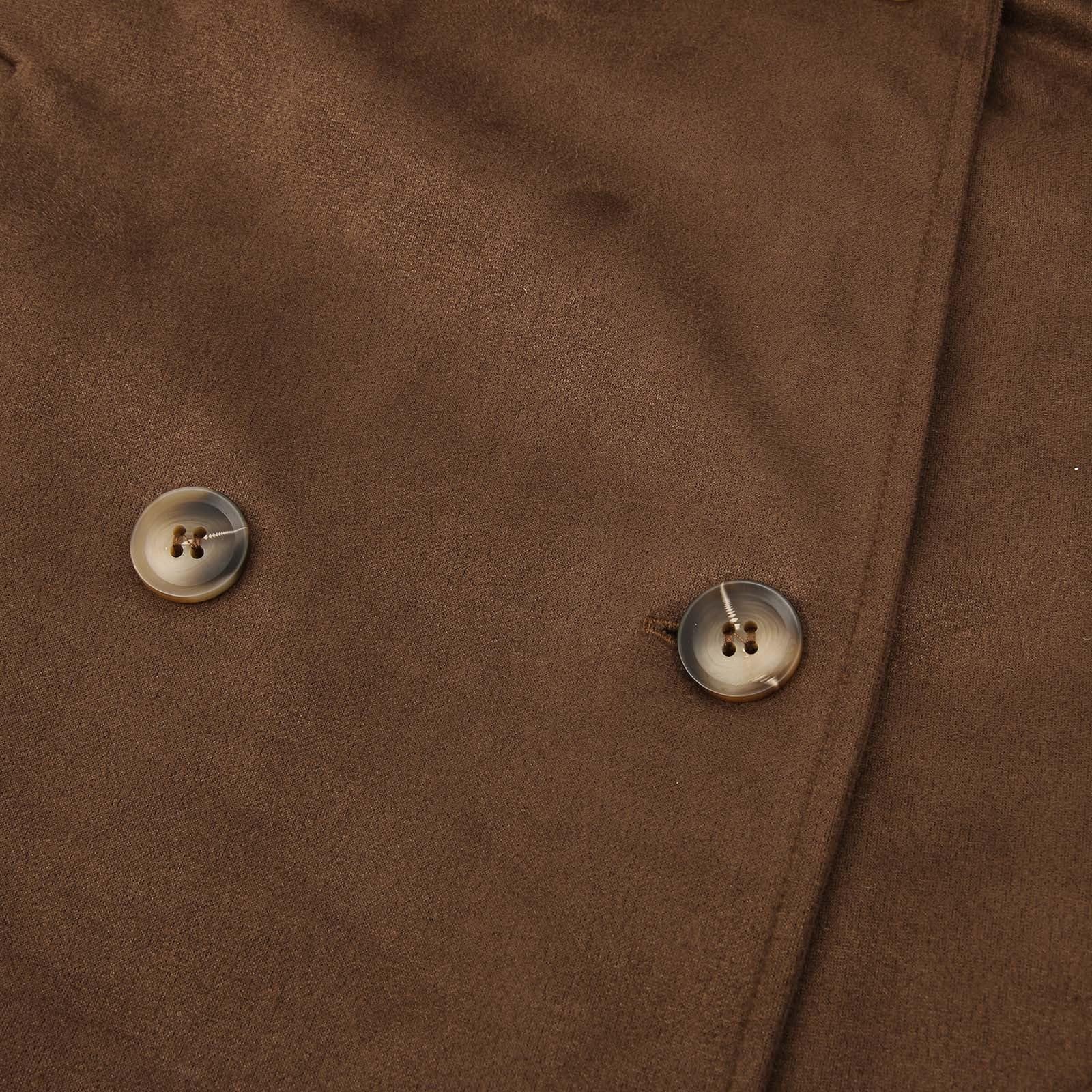 Chaqueta Mujer Retro Marrón con Cinturón, Blazer Elegante de Manga Larga con Solapa y Botones, Americana Vintage para Otoño, Oficina y Calle