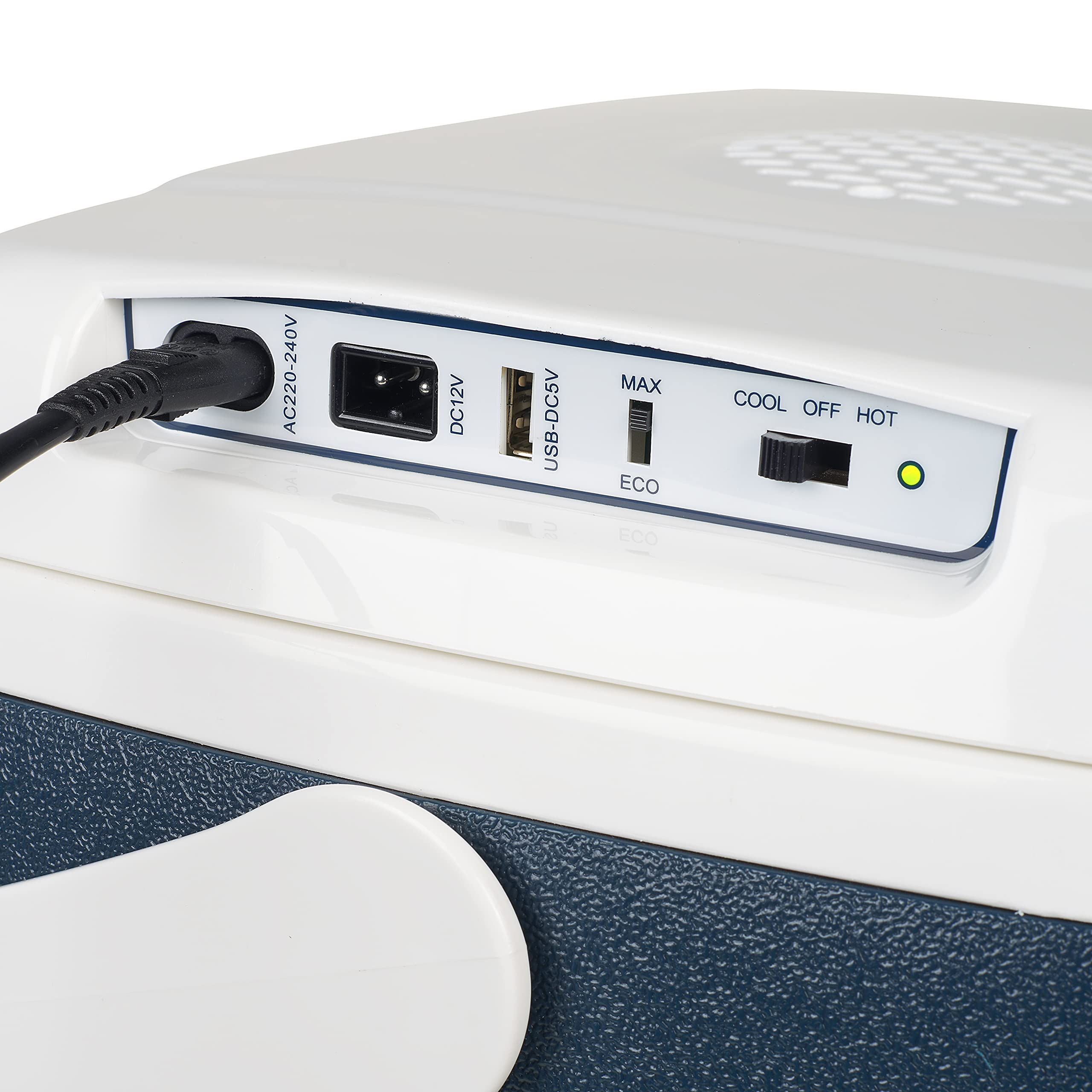 Campart Frigorifero elettrico Arendal - 29 L - 2 scomparti con divisorio rimovibile - Adatto per bottiglie da 2 L - Porta USB - Accendisigari e presa di corrente - Raffredda o mantiene caldo - CB-8630