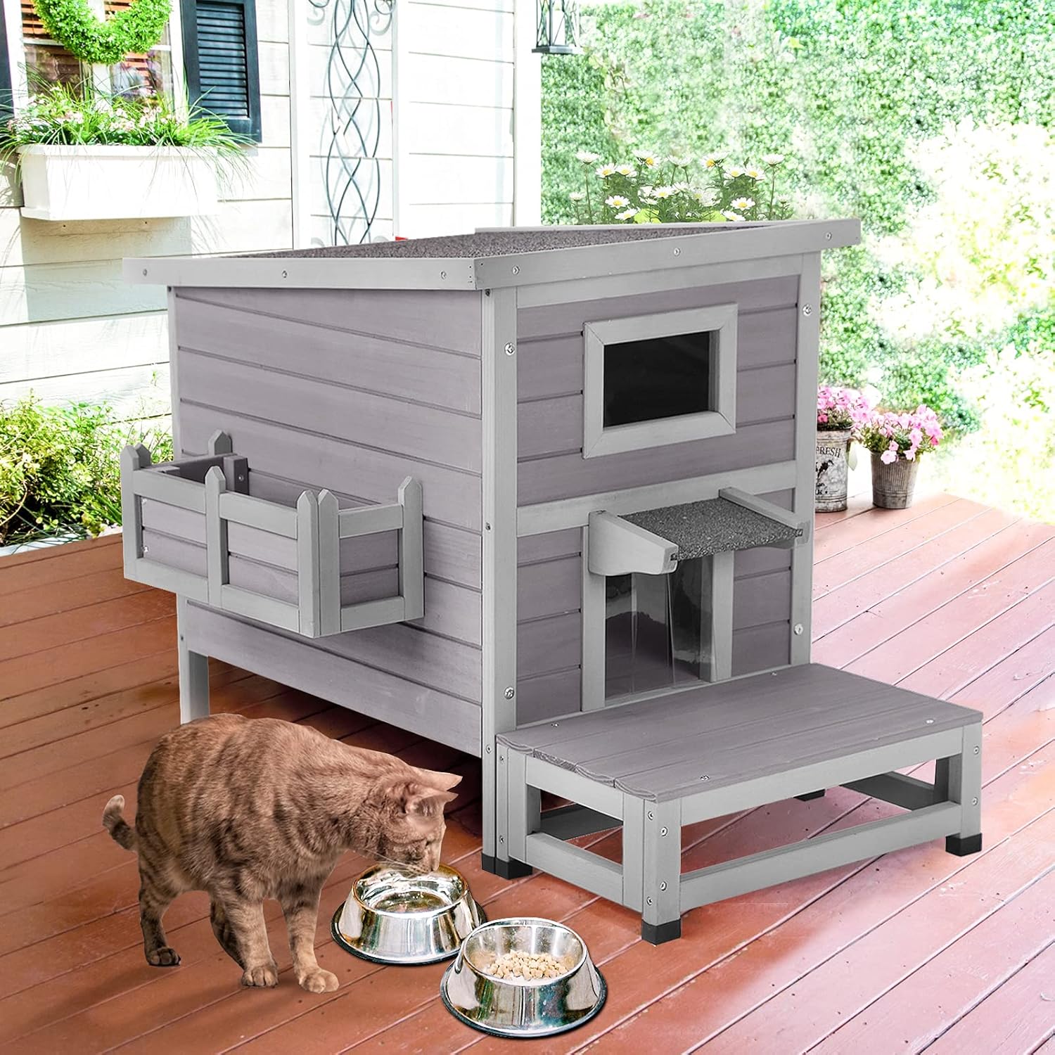 Aivituvin Cat Houses for Outdoor Cats with Escape Door, Weatherproof