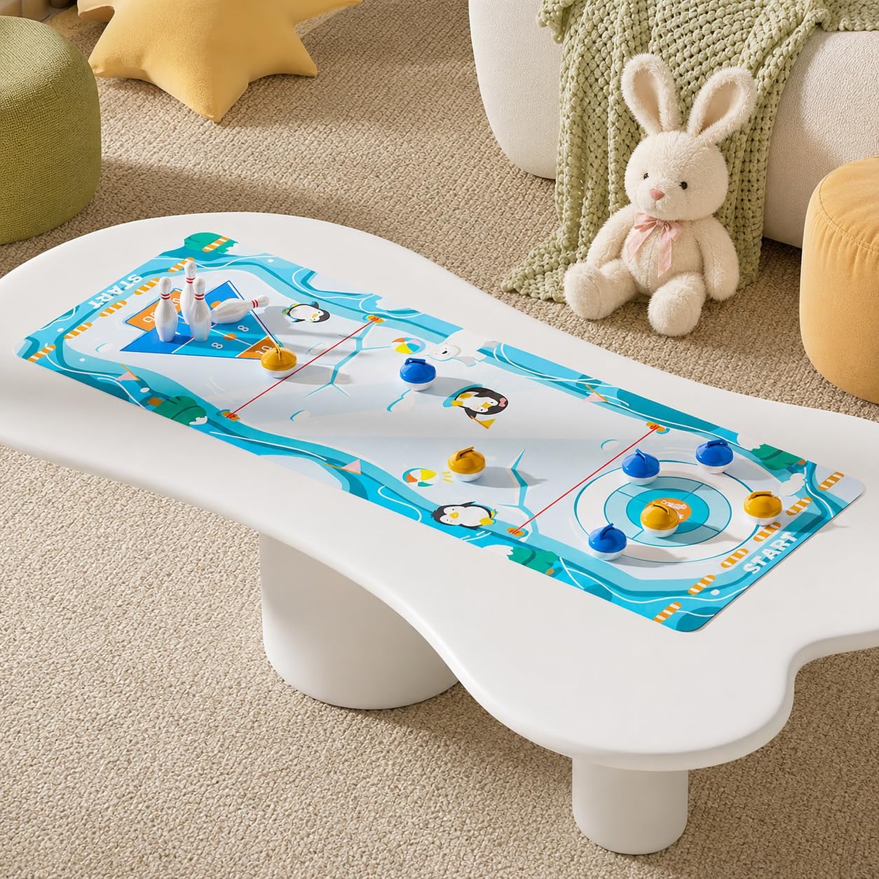 Juego Mesa para Niños con Tablero slizante Plástico y Goma con Anillos Objetivo y Líneas para Entretenimiento r en Casa Acuado para Regalos y Fiestas.