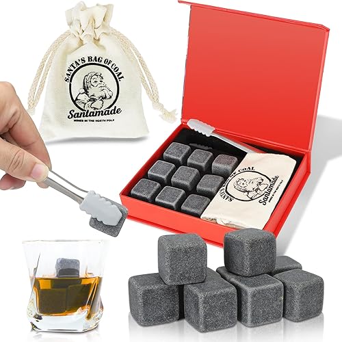 Juego de regalo de piedras de whisky para hombres, rellenos de calcetines para hombres, cubos de hielo reutilizables para whisky, regalos de bourbon