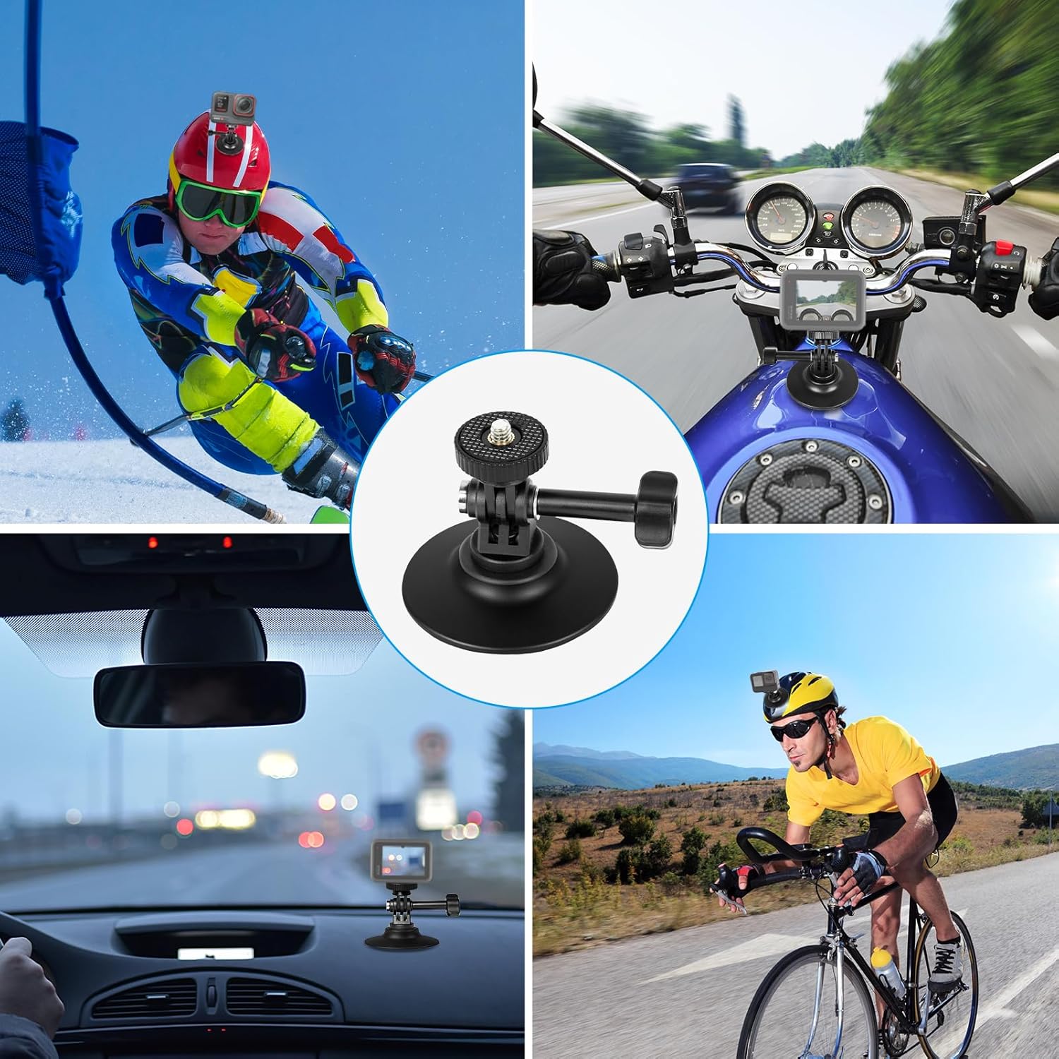 3 Pack Flexible Adhesive Helmet Mounts, Sticky Helmet Camera Mount Kit with Large Base, Accessories for Gopro Hero13/12/11/10/9/8 Max DJI Action 5 Pro 4 3 Insta360 X5 X4 X3 Ace Pro 2