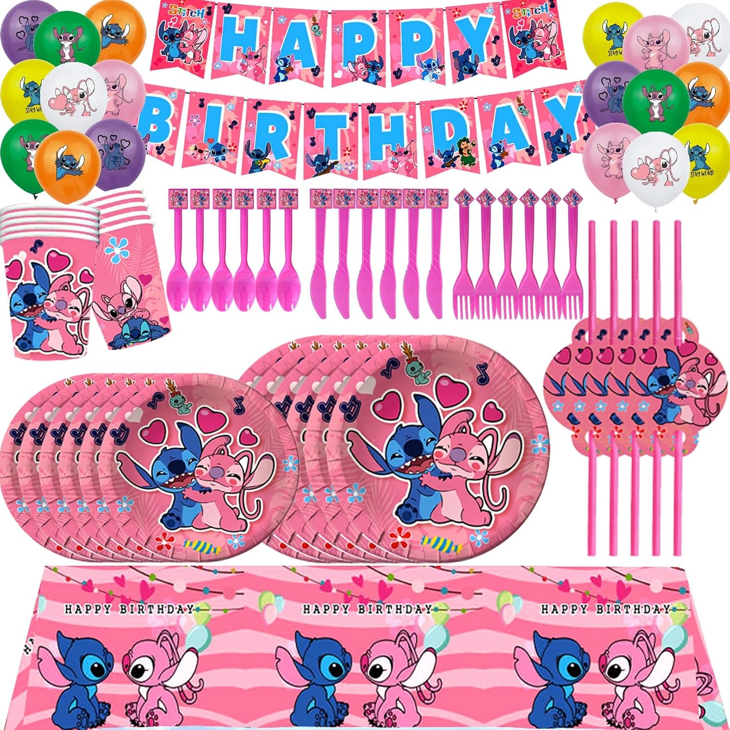 Pink Cartoon Birthday Party Supplies, Cartoon Theme Party