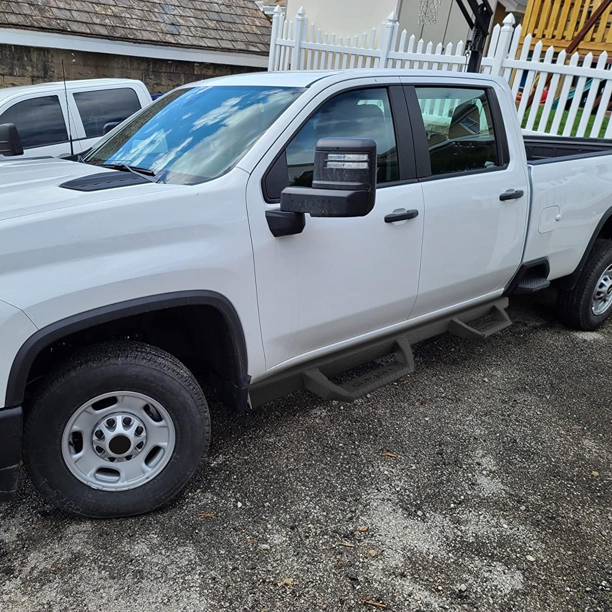 BINARY STAR Running Boards Compatible with 2019-2025 Chevy Silverado/GMC Sierra 1500 Crew Cab, 20-25 Silverado/Sierra 2500HD 3500HD. 4.3 Inches Drop Down Silverado Side Steps Nerf Bar Carbon Steel.