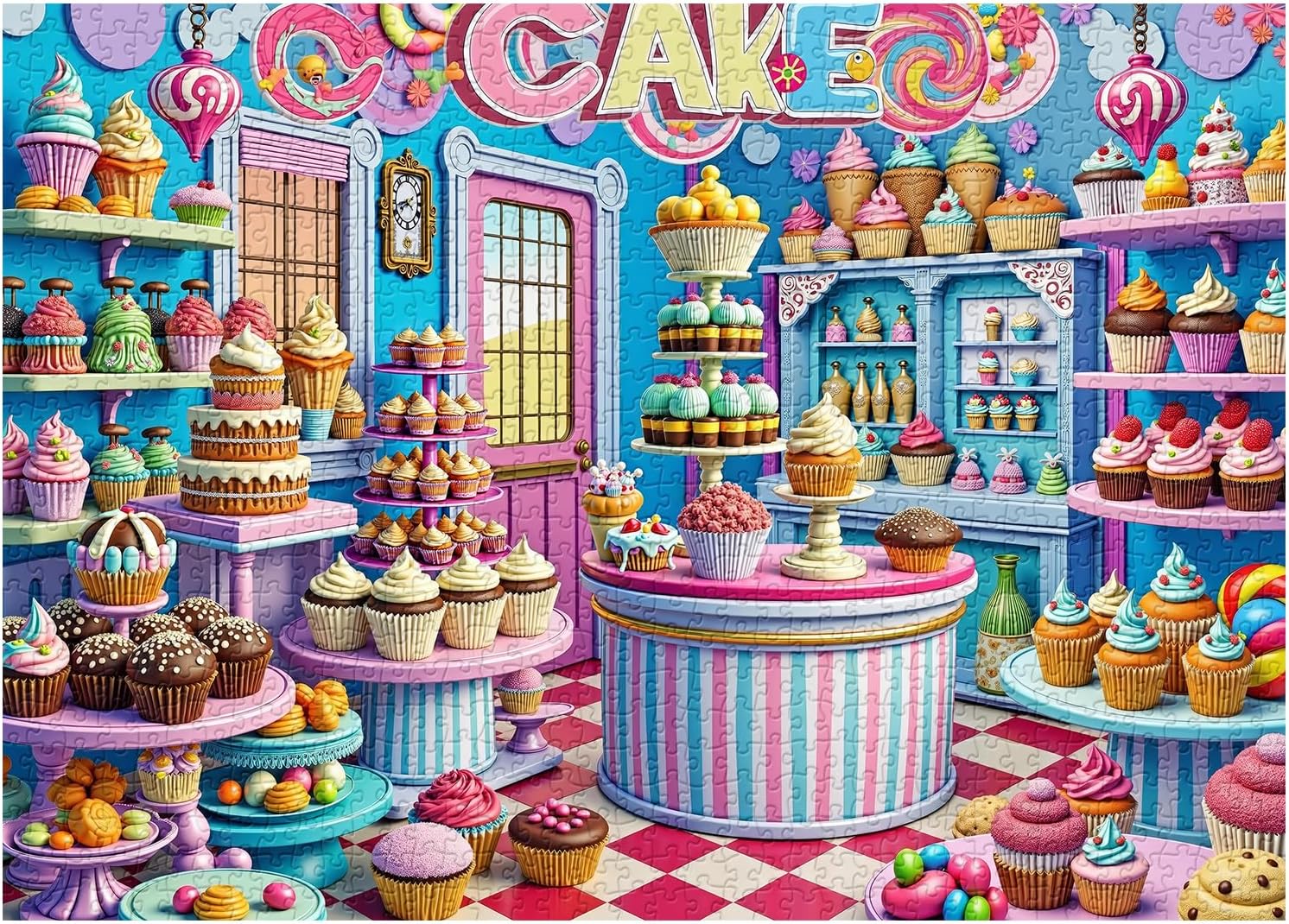Colorful Cupcakes Puzzles for Adults 1000 Pieces, Birthday Cakes Donut Jigsaw Puzzles, Challenging Food Candy Art Puzzles