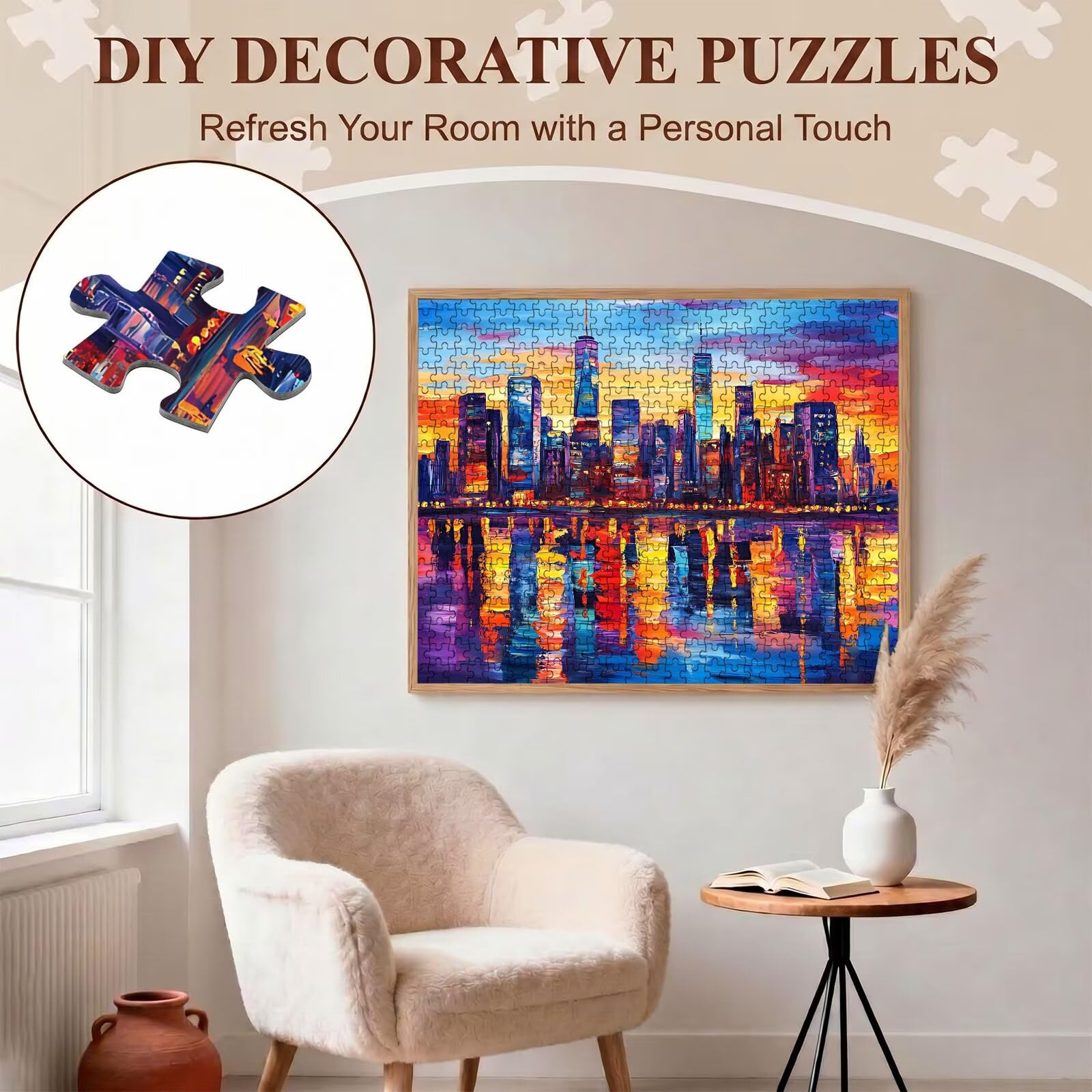 Città colore Puzzle 3000 Pezzi per Adulti, Puzzle in Legno - Collezione Classica con Poster Incluso - Sfida di Concentrazione e Passatempo Antistress, Gioco Educativo per Famiglia, 122 x 81 cm f0-46