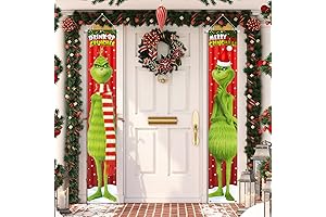Grinch Christmas Porch Sign Banner Decorations for Indoor Outside