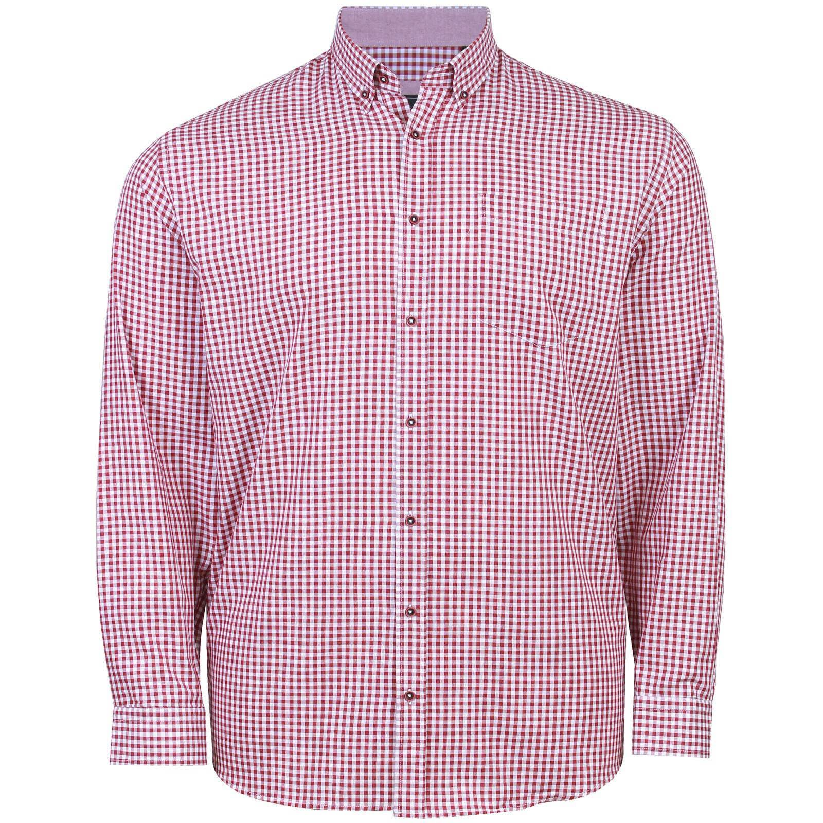 Kam Men's Red Shirt Long Sleeve Colla Gingham Formal Wear Plus Size 2XL-8Xl 6351 (Uk, Alpha, 3XL, Plus, Regular, )