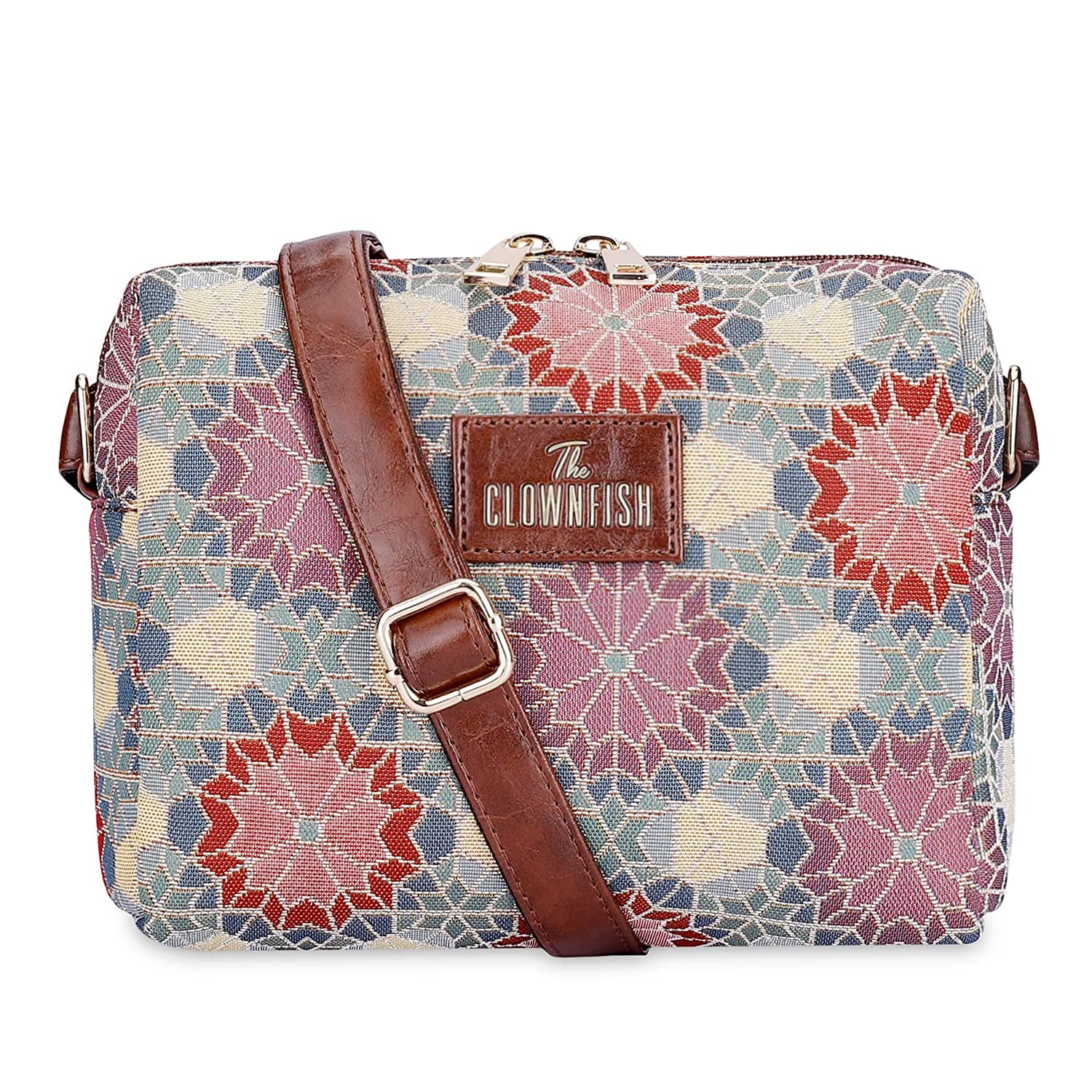 THE CLOWNFISH Adelina Series Sling for Women Faux Leather Casual Ladies Single Shoulder Bag For Women Crossbody Bag for College Girls (Multicolour-Floral) (B0BH8R8S65) Amazon Price History, Amazon Price Tracker