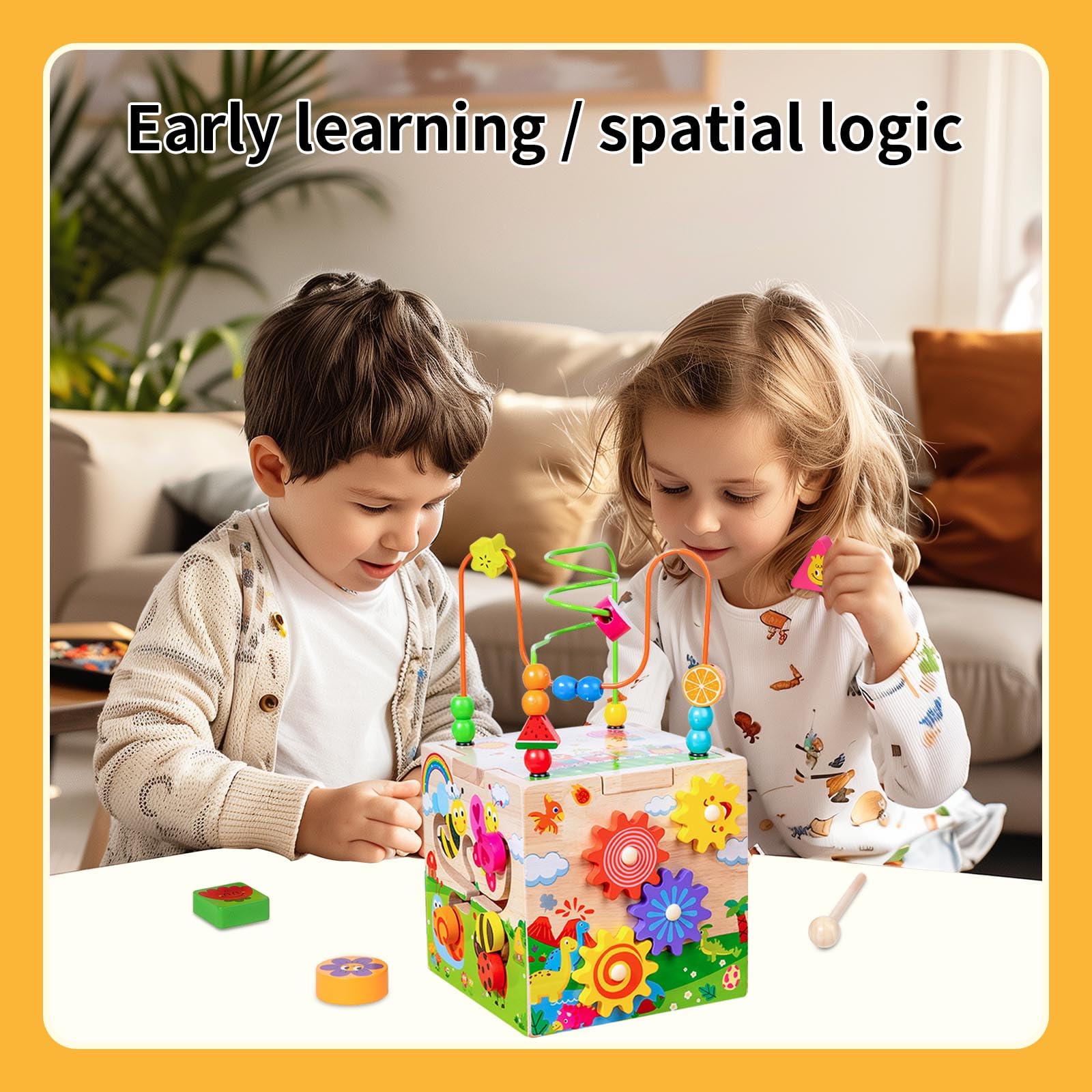 KUKUTrue® Montessori Toy 1 2 3 Years, Toys for 1 Year Old Boys, Educational Toys for 1 Year Old, Wooden Activity Cube - Image 3