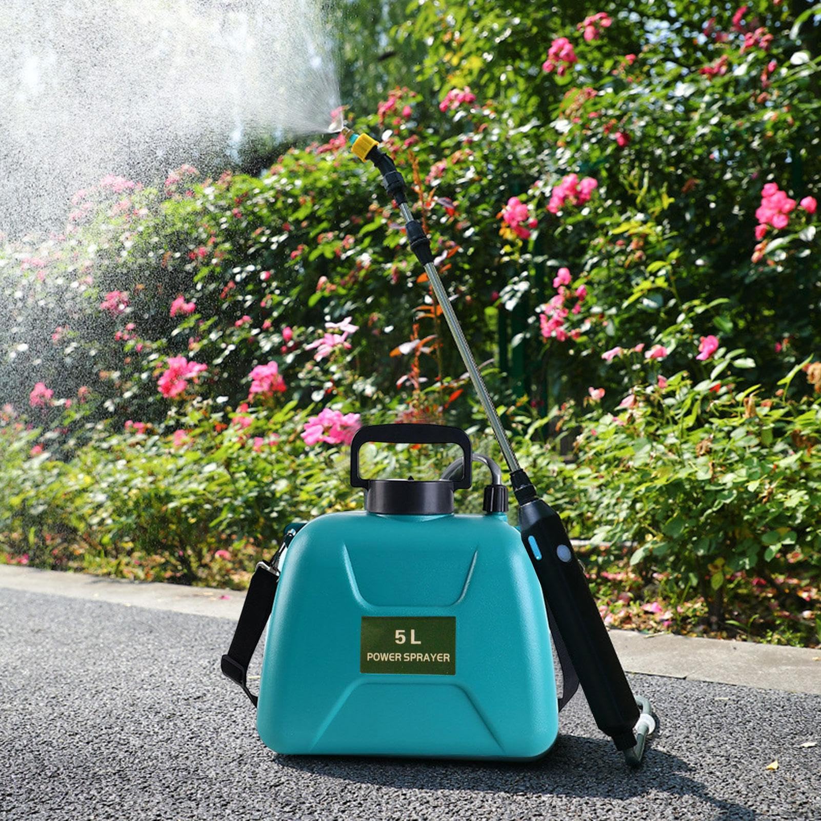 Pompa Irroratrice A Batteria, 5L Spruzzatore Elettrico A Batteria Per Piante Con 2 Bocchette E Tracolla Regolabile Impugnatura Ricaricabile USB Nebulizzatore A Pressione Da Giardino