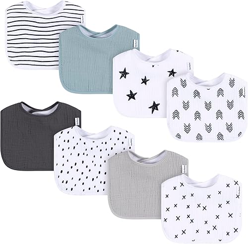 Baberos unisex de muselina para bebé, paquete de 8 baberos babeadores