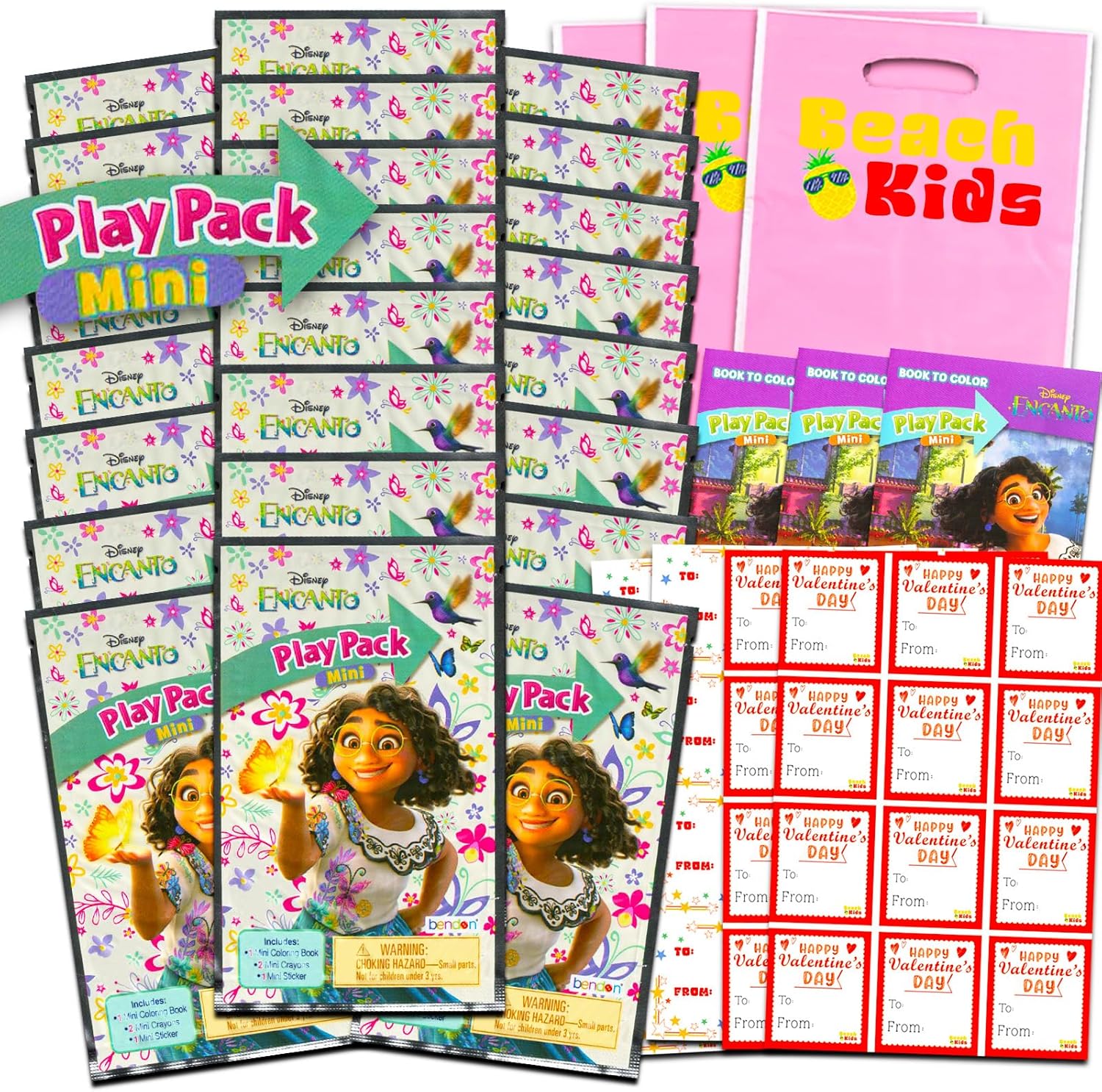 Disney Encanto Valentine's Day Classroom Bundle - 24 Mirabel Mini Coloring Activity Books for School Card Exchange, Stickers | Kids Party Favors