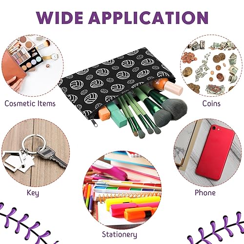 Miniatura 7 de 20 bolsas deportivas de maquillaje para deportes, bolsa de cosméticos de lona, regalos de sóftbol, recuerdos de fiesta de voleibol, accesorios de