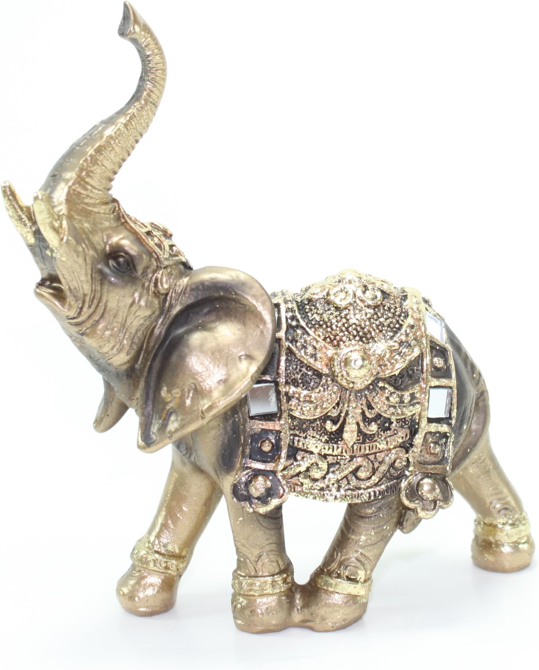 We pay your sales tax Feng Shui 4.5"(H) Brass Color Elegant Elephant Trunk Statue Wealth Lucky Figurine Home Decor Gift