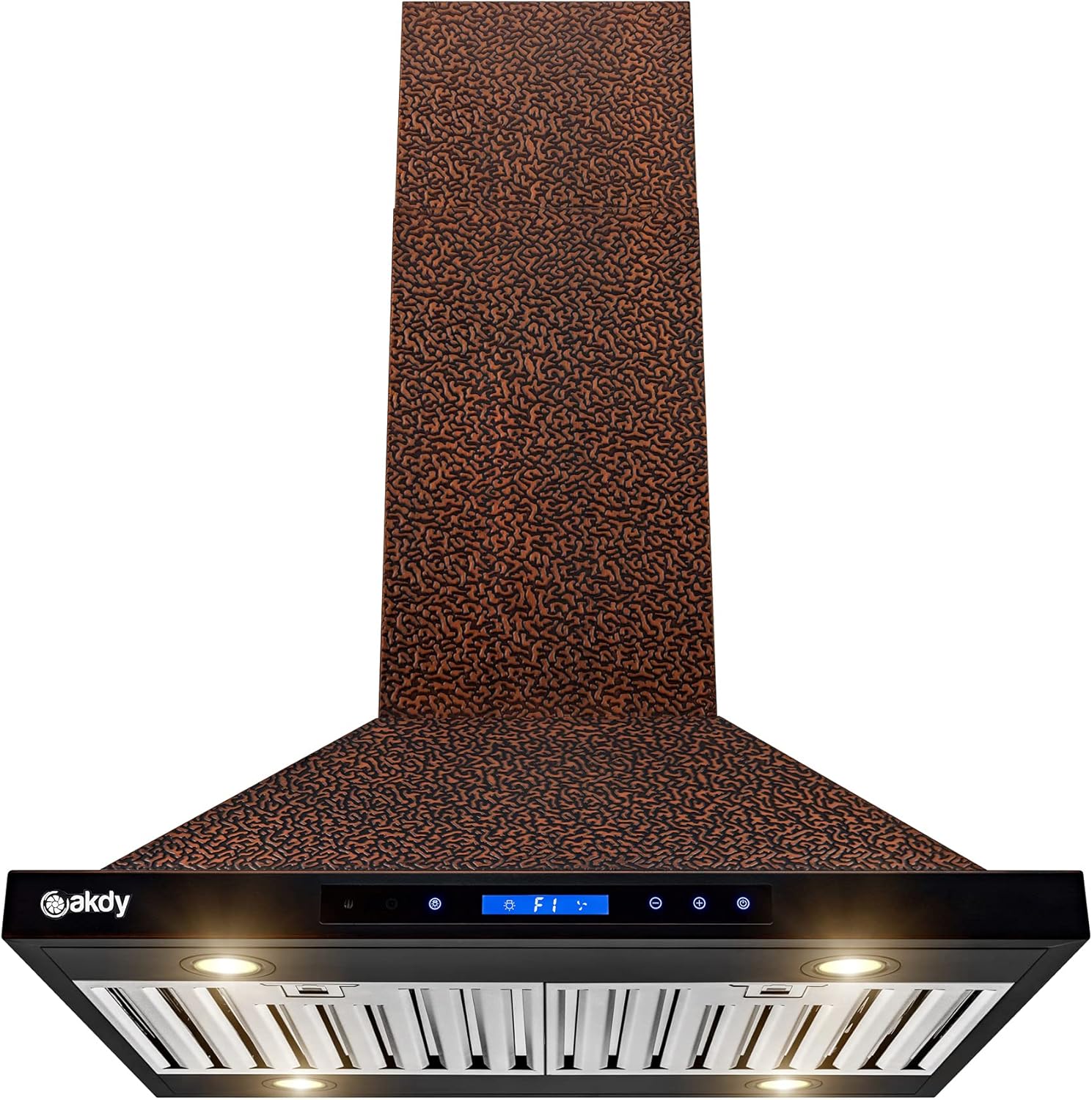 Buy AKDY Island Mount Range Hood Embossed Copper Hood Fan for Kitchen