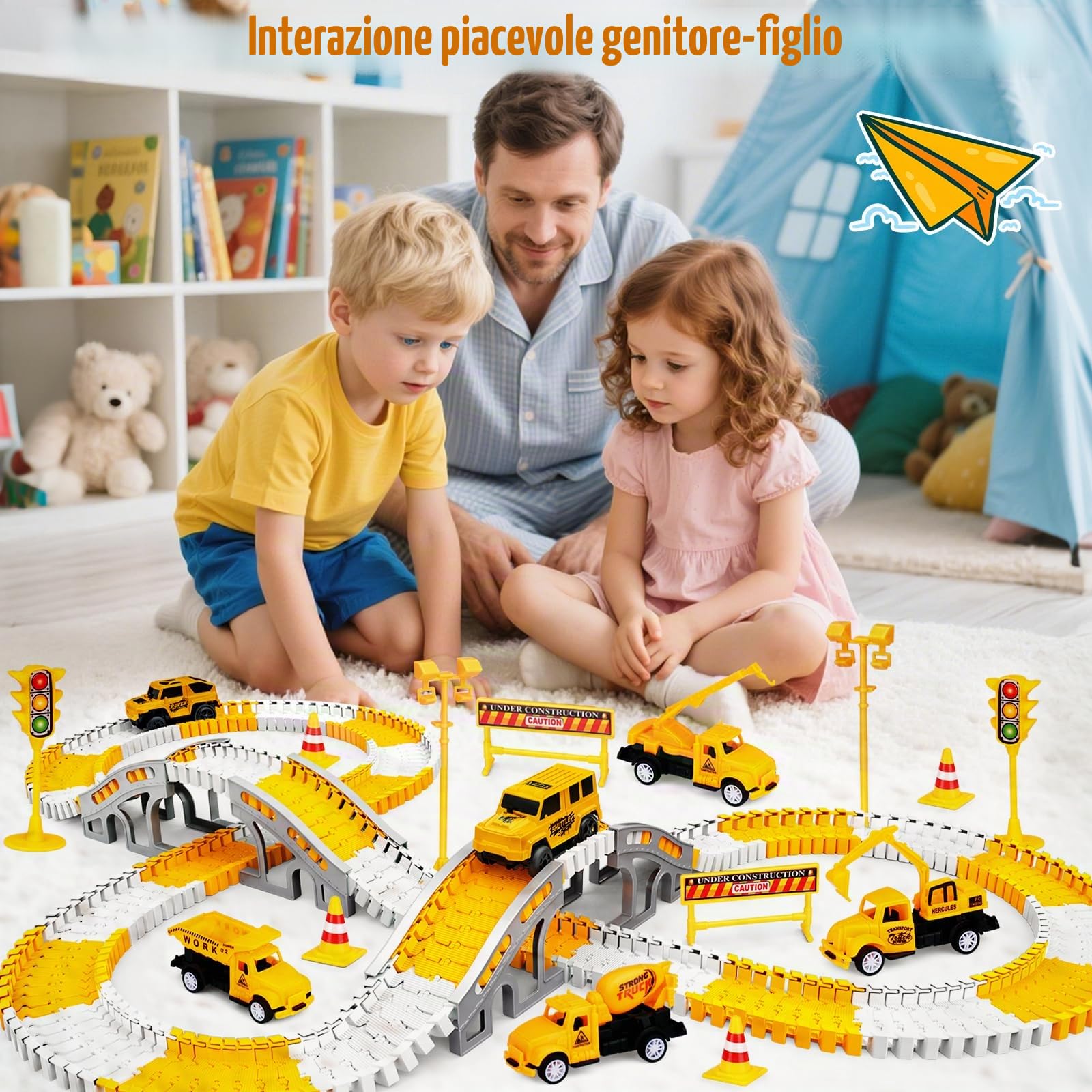 Pista Macchinine, 280 Pezzi Pista Auto Flessibile con 6 Auto Giocattolo, Piste da Corsa per Bambinis, Regalo di Compleanno per Bambini, Macchina per Bambini Regalo Bambino 3-8 Anni