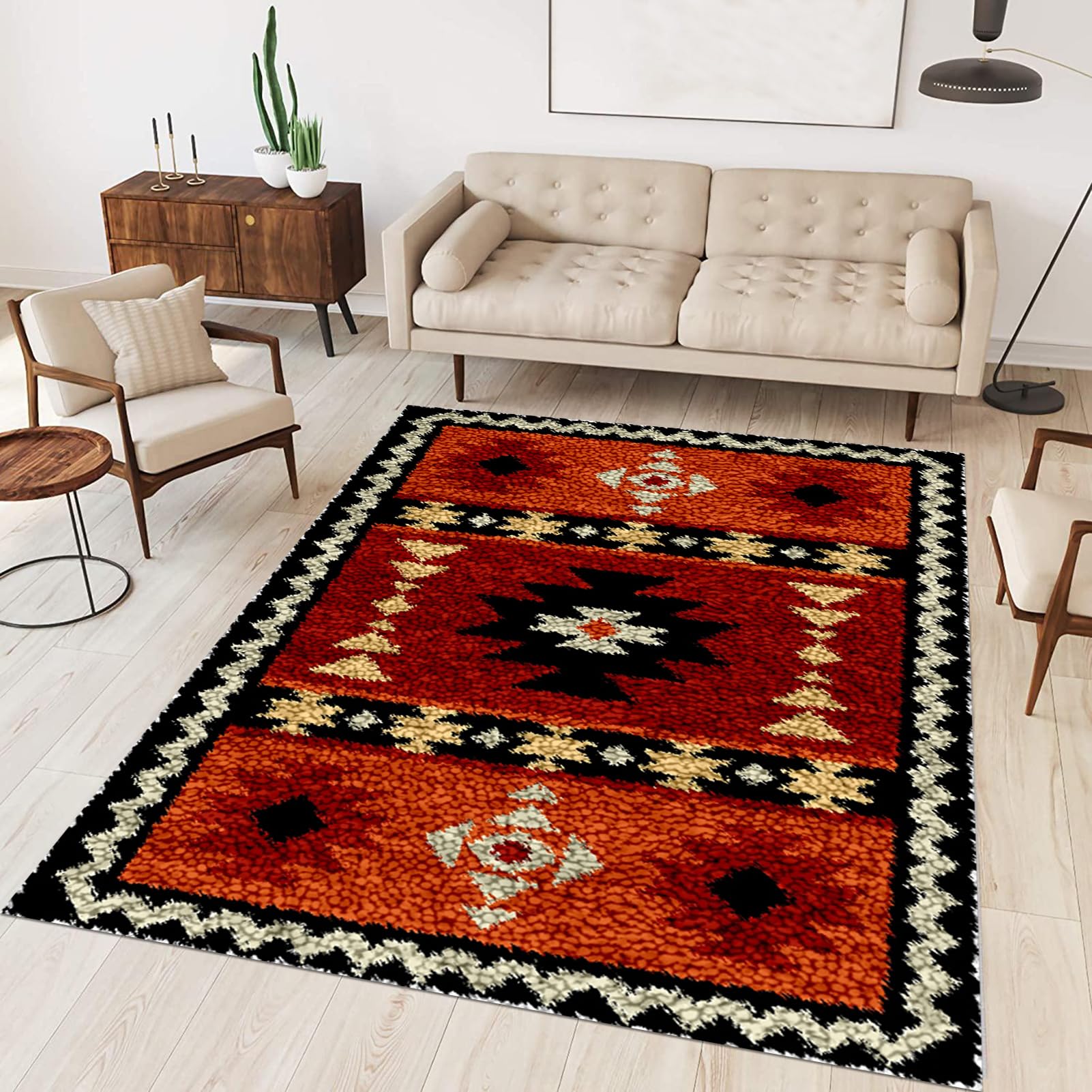 Tehocwiz Large Latch Hook Kits for Adults 61x87 cm Latch Hook Rug Kits Rug Making Kit for Adults Printed Color Canvas Crocheting Crafts Embroidery for Beginners