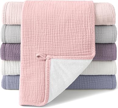 Bearmoss 100% Cotton Muslin Burp Cloth Set of 6 Pack 20x10 Inches Large Burp Clothes Extra Soft Absorbent Newborn Uni Baby Girls Boys Spring