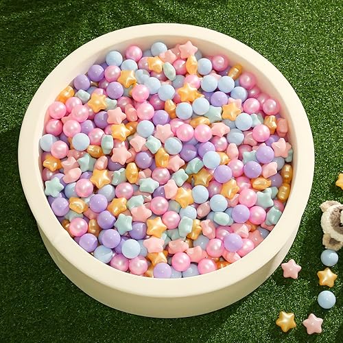 Miniatura 18 de TRENDPLAY Pelotas de bolas de estrella 50, 100, 200, 500, para niños pequeños, formas de pelotas para niños y niñas, diversión, fiesta de Rosa