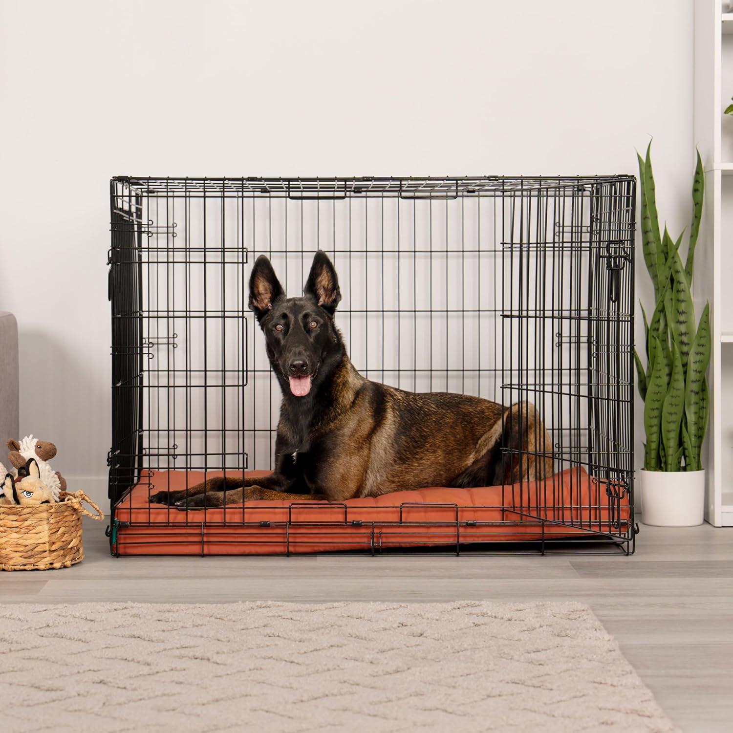 Furhaven Orthopedic Dog Bed – Puffy Quilted Foam Mattress with Removable Washable Cover, Soft & Supportive for Kennels & Crates - X-Large, Rust