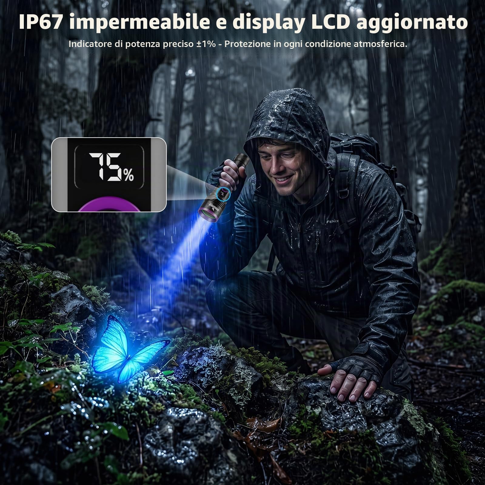 Shadowhawk Luce nera da 365 nm con lente filtrante, torcia UV da 30 W, 4 nuclei, ricaricabile, con display LCD, lampada UV per ricerca di ambra, scorpioni, test di urina animale, indurimento in resina