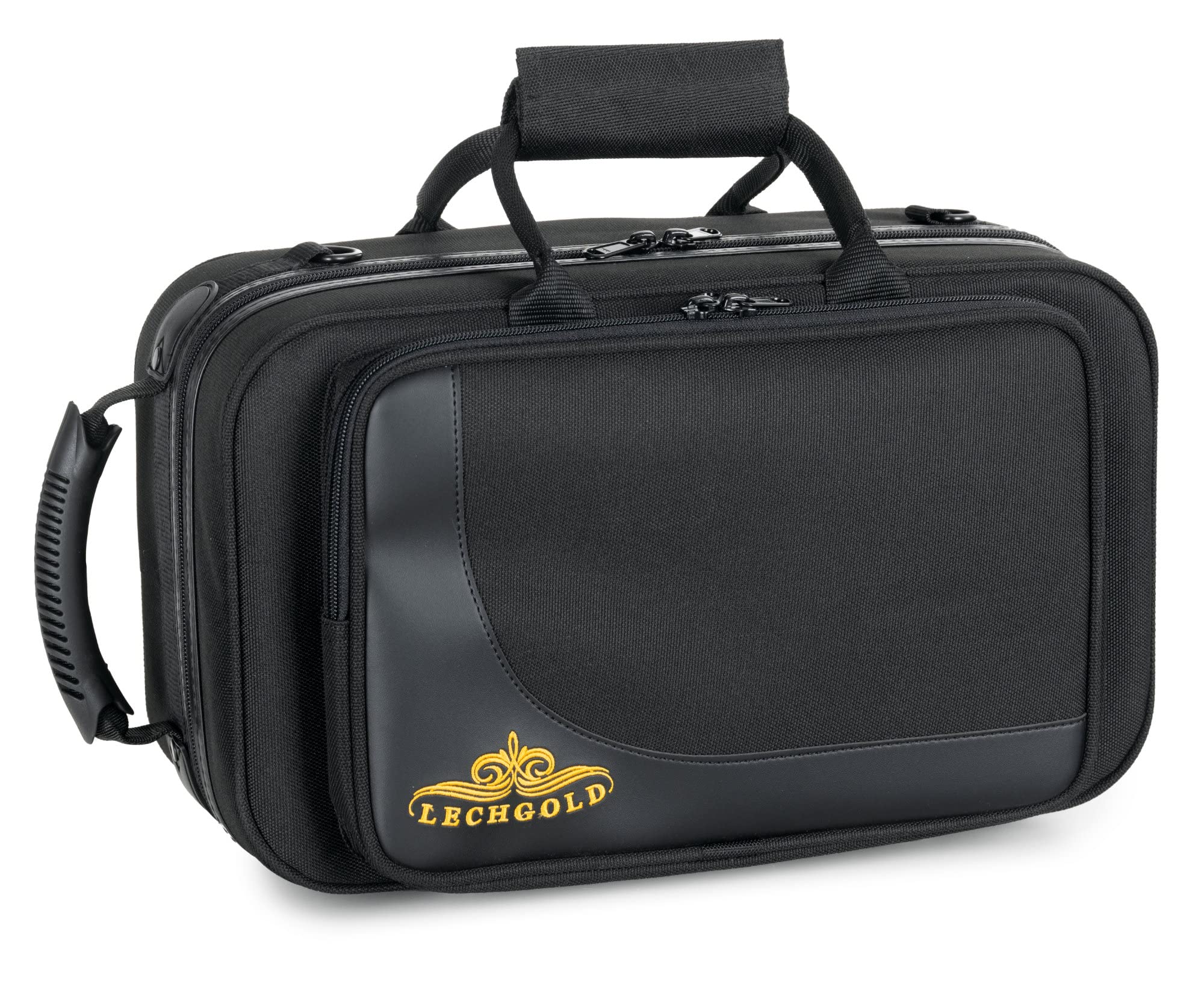 Étui Léger Lechgold pour Cornet - Lightcase pour tous les cornets courants avec pistons Perinet - Rembourrage thermique - Poche extérieure - Harnais sac à dos - Embouchure et accessoires - Noir