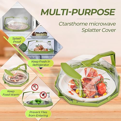 Miniatura 6 de Cubierta para salpicaduras de microondas para alimentos, versión mejorada de 10 pulgadas, cubierta de salpicaduras de microondas con vaporizador de