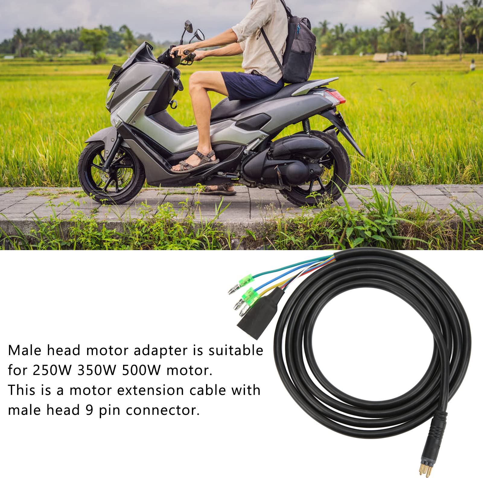 Electric bike extension cable, water proof 160cm 9-pin motor conversion cable - Image 3