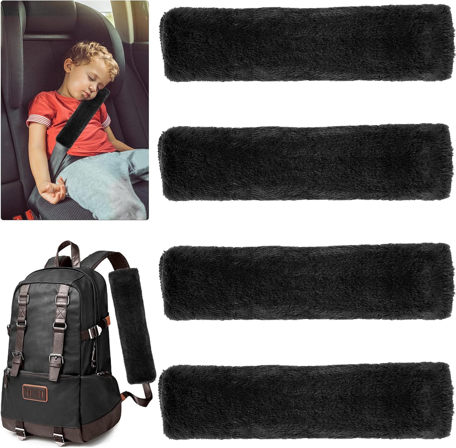 GOOHOME 4 Pack Seat Belt Pads Soft Faux Sheepskin Seat Belt Shoulder