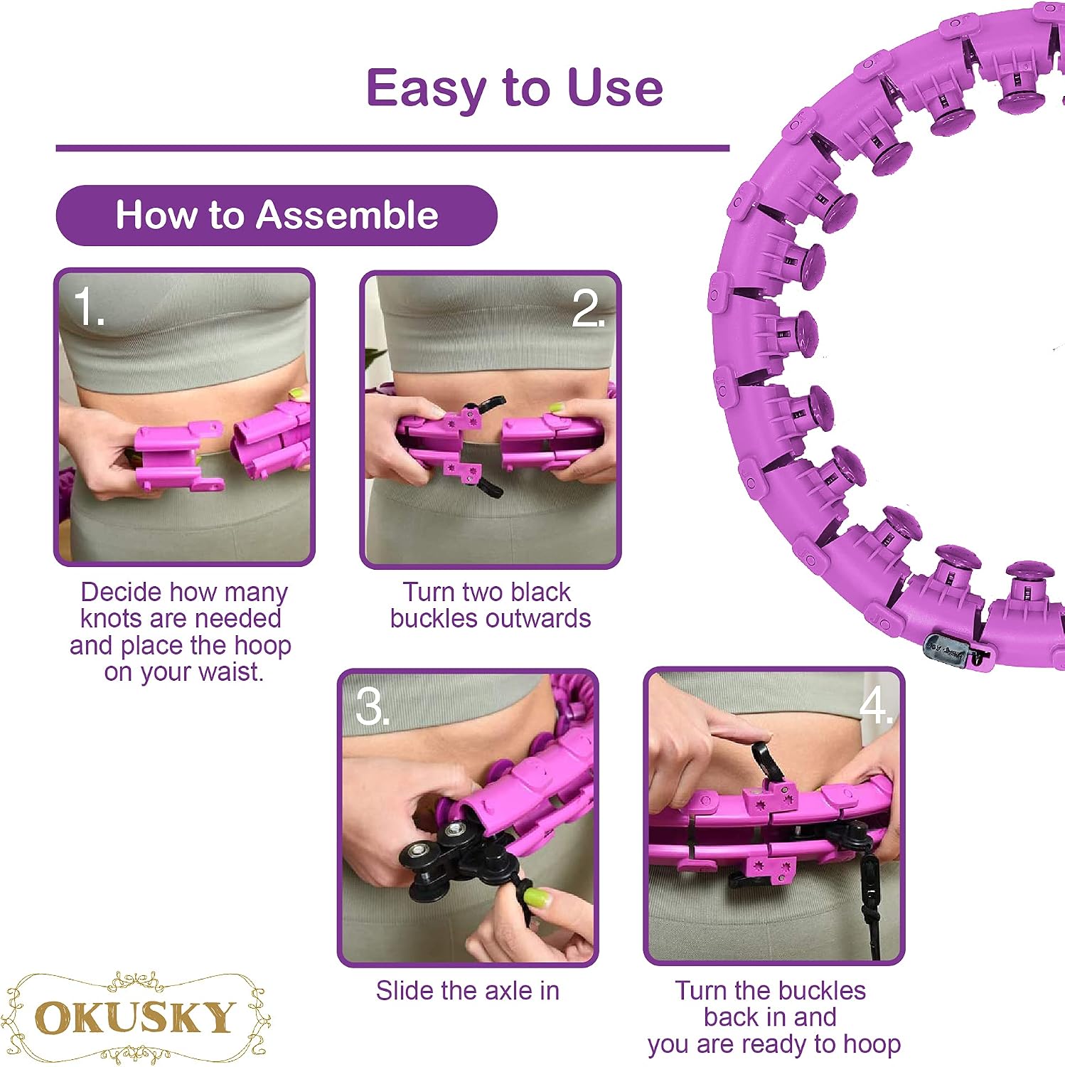 OKUSKY | Smart Hula Weighted Hoops | Smart Hoola Weighted Hoops | Workout Exercise Fitness Equipment | Weight Loss | for Adults and Teens | Hullahoops | Weighed Holahoops | Women |
