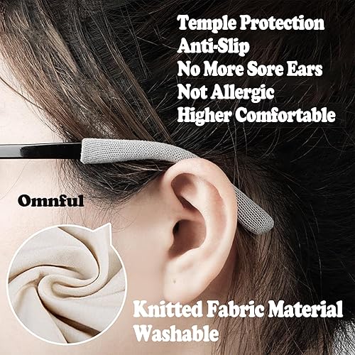 Miniatura 7 de Gafas de tela de algodón suave mejoradas, puntas de sien, antideslizantes, elásticos y cómodos, retenedores para gafas, 2 pares púrpura