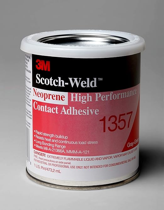 3M Neoprene High Performance Contact Adhesive 1357, Gray-Green, 1 Pint Can